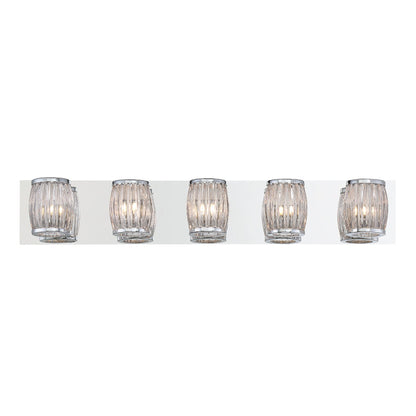 Eurofase Lighting Barile 31" 5-light Dimmable Halogen Bulb Chrome Bath Bar With Barrel Shaped Clear Glass Shades