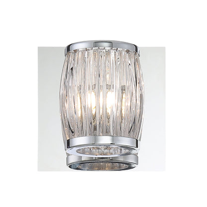 Eurofase Lighting Barile 6" Dimmable Chrome Halogen Bulb Wall Sconce With Barrel Shaped Clear Glass Shade