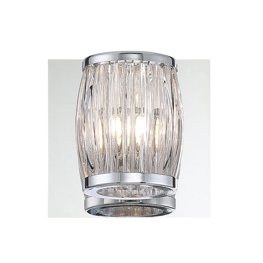 Eurofase Lighting Barile 6" Dimmable Chrome Halogen Bulb Wall Sconce With Barrel Shaped Clear Glass Shade