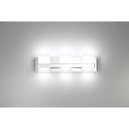 Eurofase Lighting Cambridge 21" 3-Light Dimmable Chrome Integrated LED Bath Bar With Frosted Acrylic Shades
