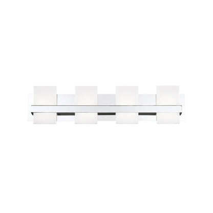 Eurofase Lighting Cambridge 29" 4-Light Dimmable Chrome Integrated LED Bath Bar With Frosted Acrylic Shades