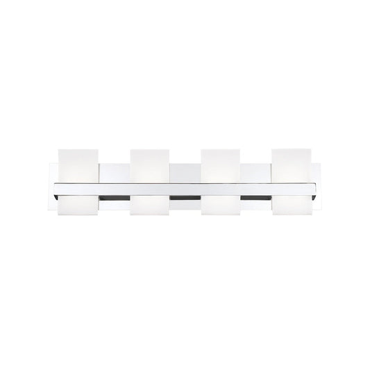 Eurofase Lighting Cambridge 29" 4-Light Dimmable Chrome Integrated LED Bath Bar With Frosted Acrylic Shades