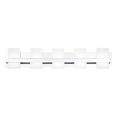 Eurofase Lighting Cambridge 36" 5-Light Dimmable Chrome Integrated LED Bath Bar With Frosted Acrylic Shades