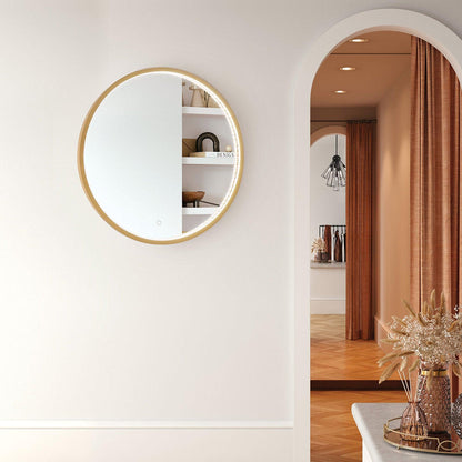 Eurofase Lighting Cerissa 30" Edge-Lit Integrated LED Round Mirror With Gold Frame