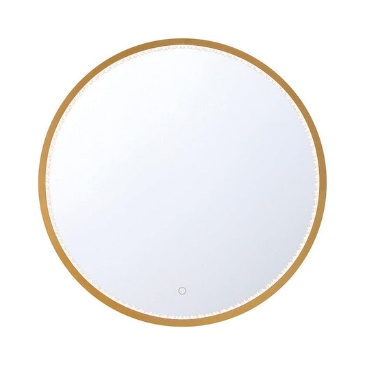 Eurofase Lighting Cerissa 30" Edge-Lit Integrated LED Round Mirror With Gold Frame