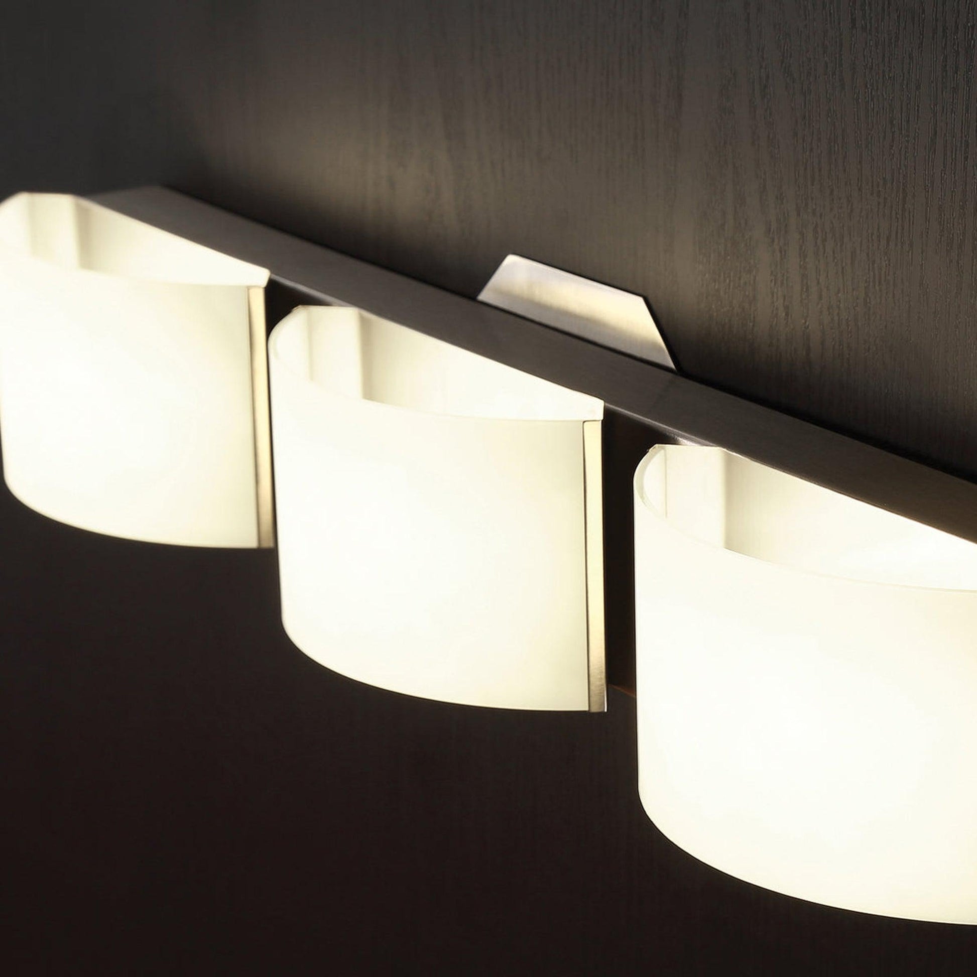 Eurofase Lighting Dakota 34" 5-light Dimmable Integrated LED Satin Nickel Bath Bar With White Glass Shades