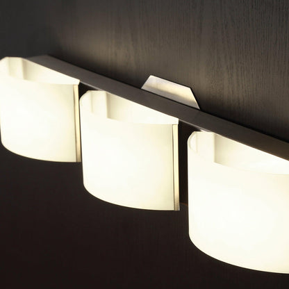 Eurofase Lighting Dakota 34" 5-light Dimmable Integrated LED Satin Nickel Bath Bar With White Glass Shades