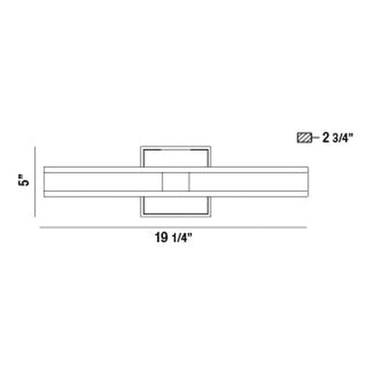 Eurofase Lighting Fanton 19" 2-Light Integrated LED Chrome Wall Sconce With Frosted Acrylic Shade