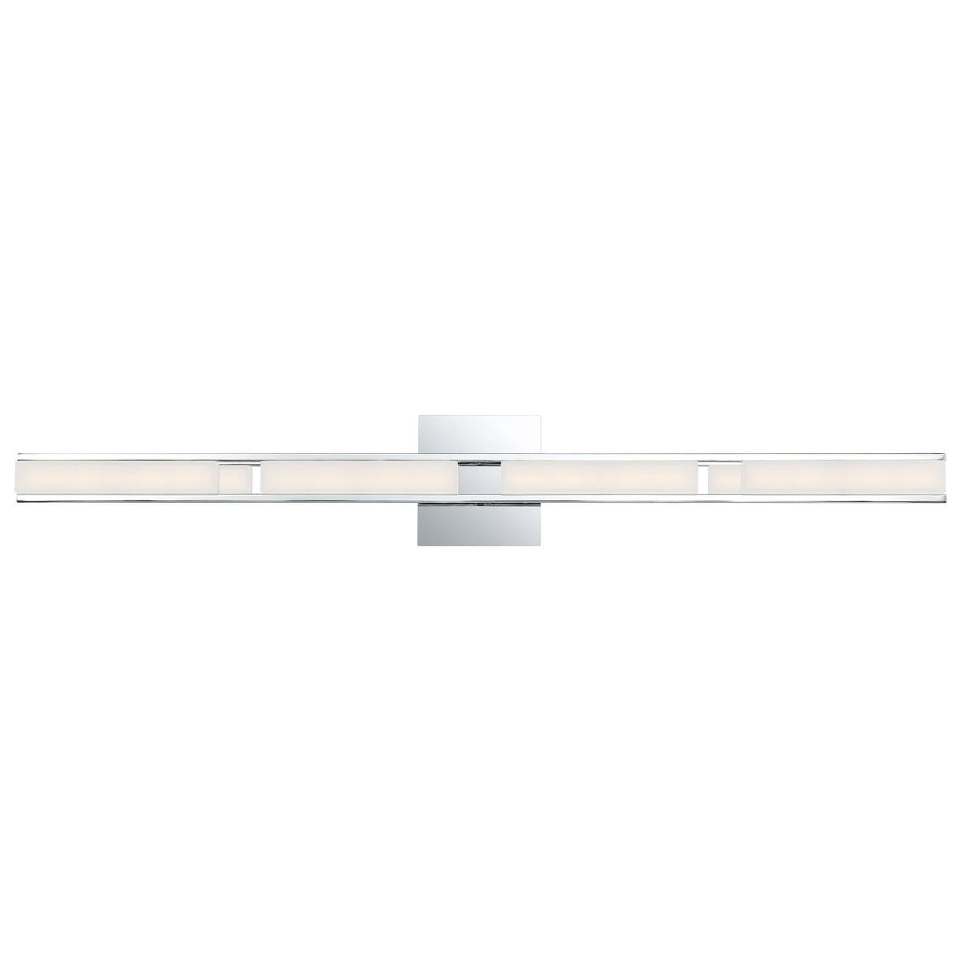 Eurofase Lighting Fanton 41" 4-Light Integrated LED Chrome Wall Sconce With Frosted Acrylic Shade