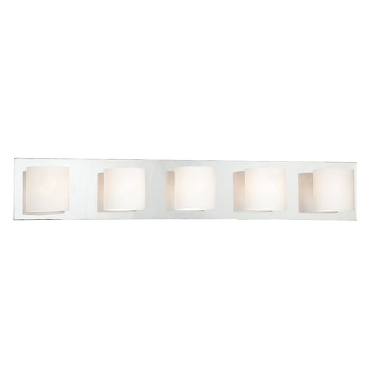 Eurofase Lighting Geos 31" 5-light Dimmable Halogen Bulb Chrome Bath Bar With Opal White Glass Shades