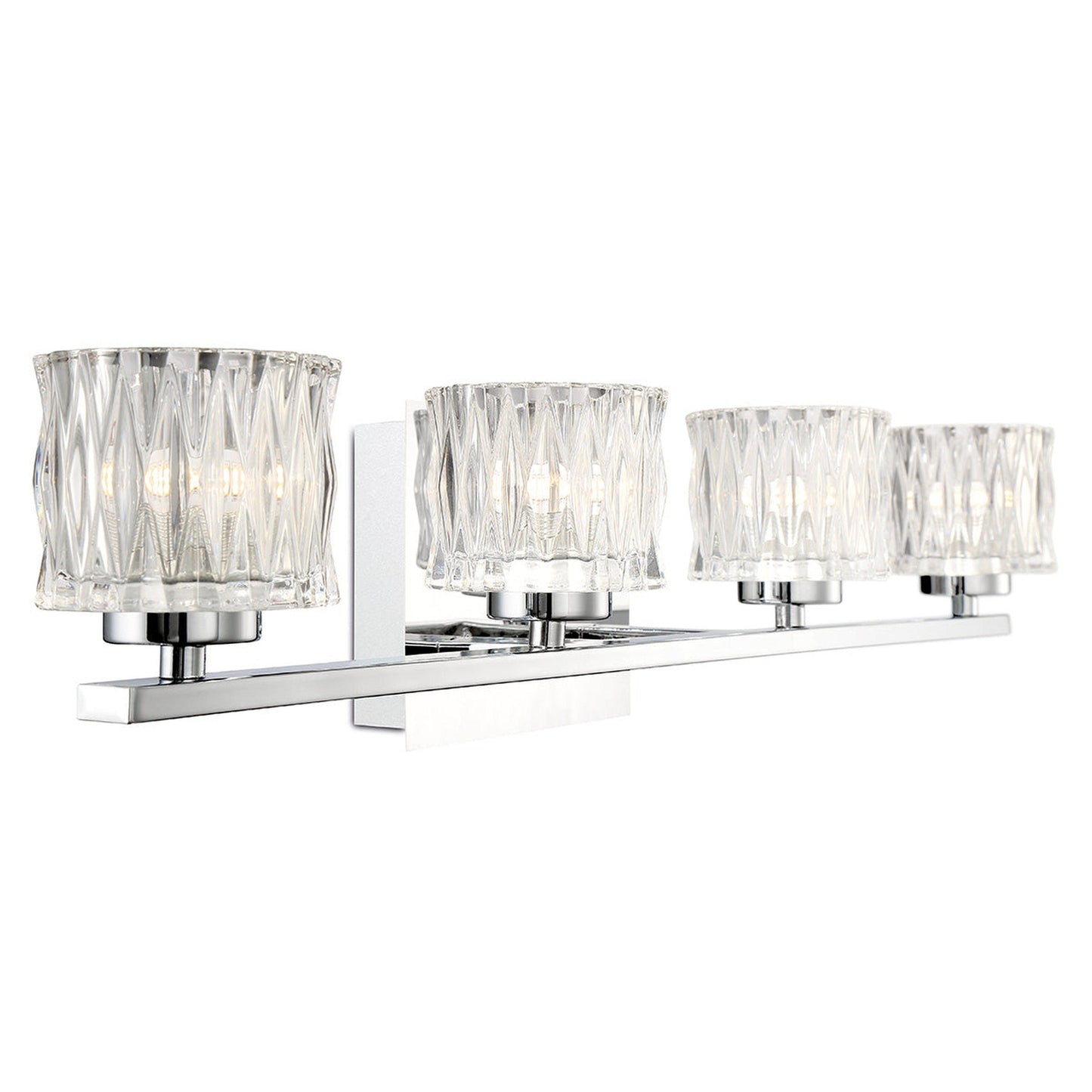 Eurofase Lighting Guleph 25" 4-Light Dimmable Chrome Integrated LED Bath Bar With Clear Glass Shades