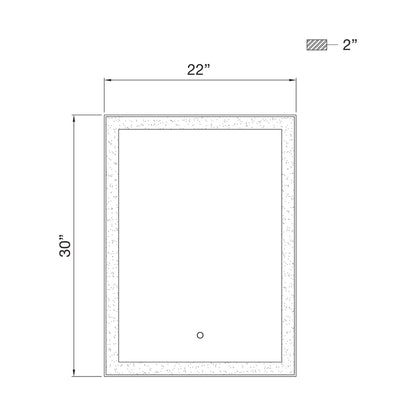 Eurofase Lighting Lenora 22" x 30" Edge-Lit Integrated LED Rectangular Mirror With Black Aluminum Frame