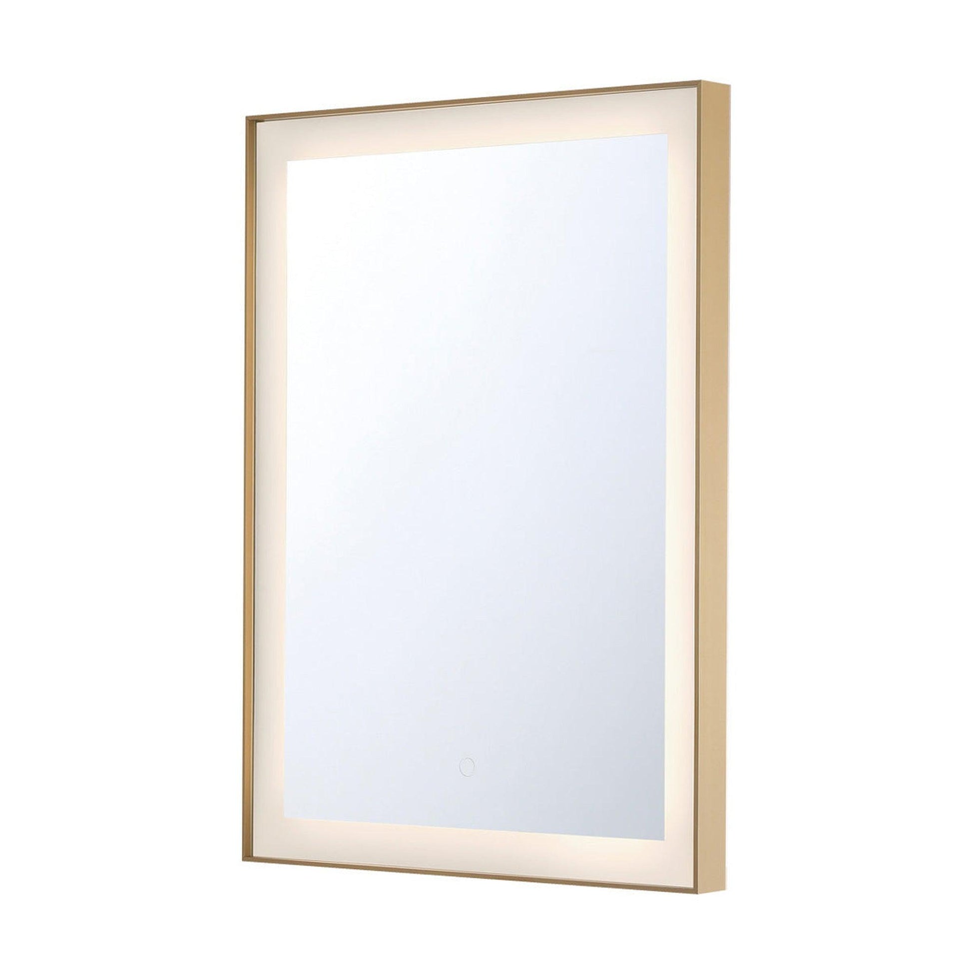 Eurofase Lighting Lenora 22" x 30" Edge-Lit Integrated LED Rectangular Mirror With Gold Aluminum Frame