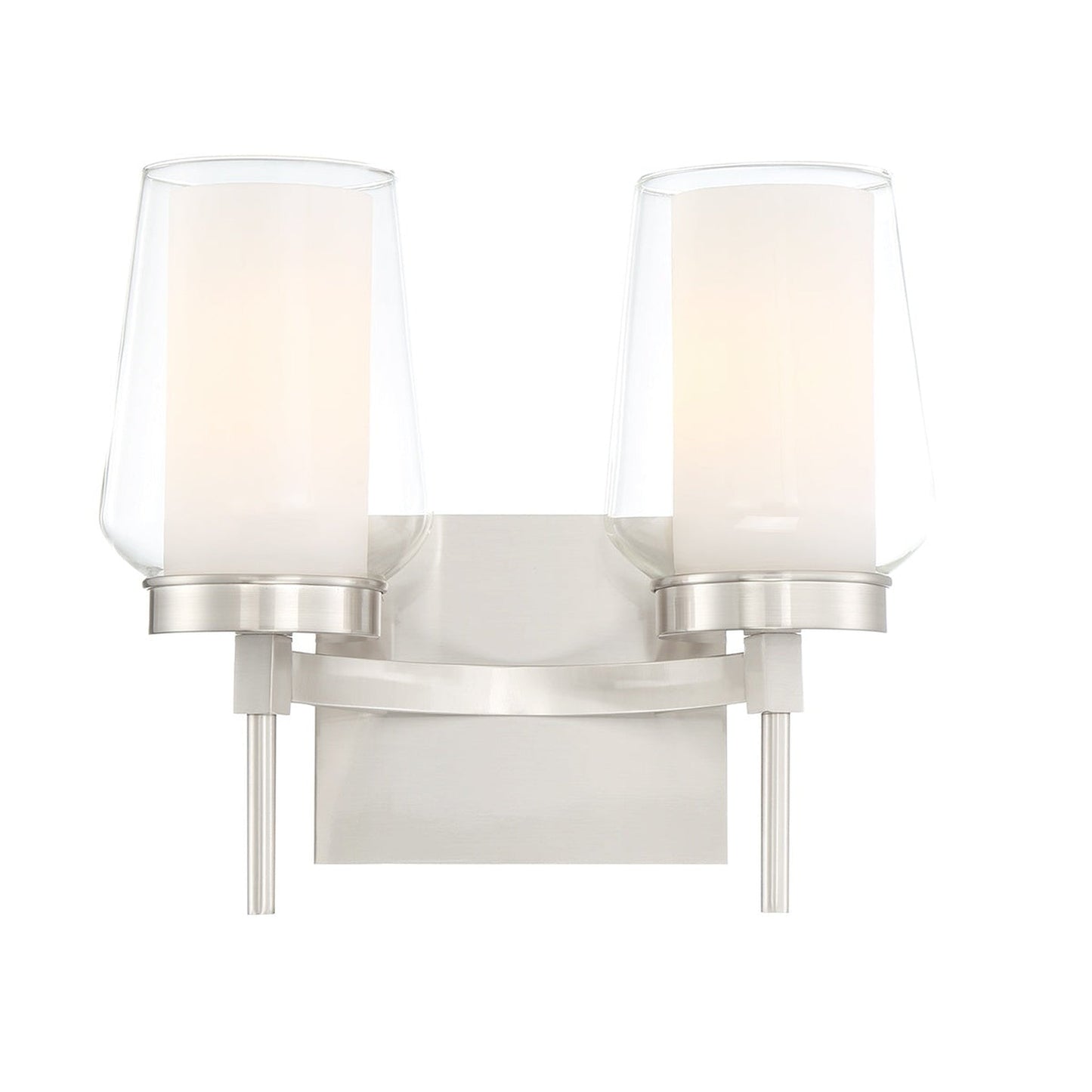 Eurofase Lighting Manchester 13" 2-light Incandescent Satin Nickel Wall Sconce With Clear And Opal White Shades