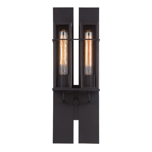 Eurofase Lighting Muller 7" 2-light Incandescent Bronze Wall Sconce With Clear Glass Shades