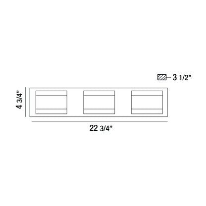 Eurofase Lighting Nelson 23" 3-Light Dimmable Chrome Integrated LED Bath Bar With Pressed Glass Shades