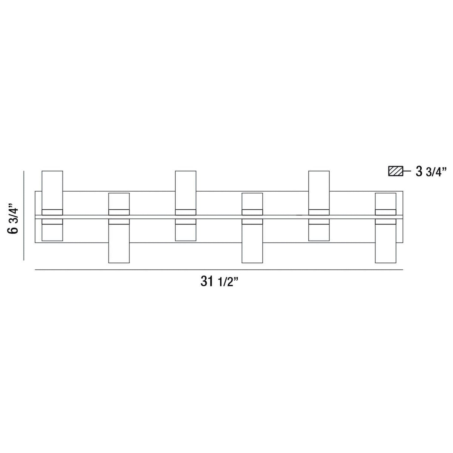 Eurofase Lighting Netto 32" 6-Light Dimmable Integrated LED Chrome Metal Bath Bar With Clear Acrylic Shades