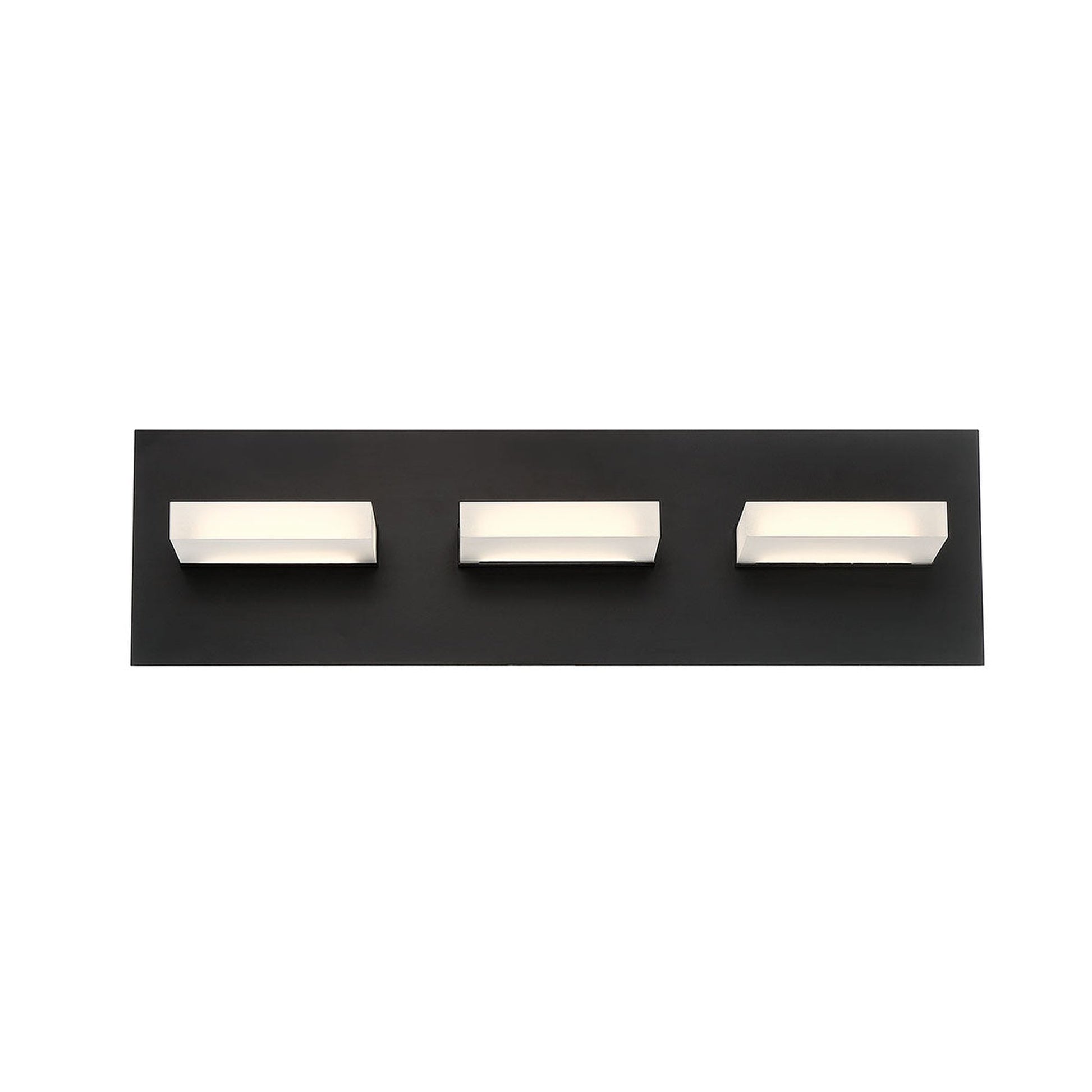 Eurofase Lighting Olson 18" 3-Light Dimmable Integrated LED Black Metal Bath Bar With Frosted Acrylic Shades