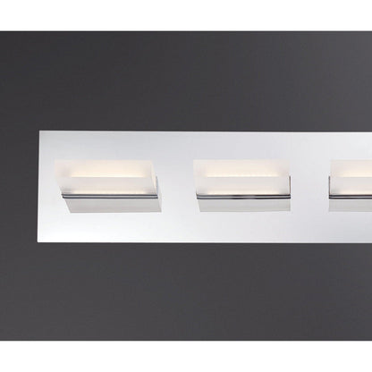 Eurofase Lighting Olson 18" 3-Light Dimmable Integrated LED Chrome Metal Bath Bar With Frosted Acrylic Shades