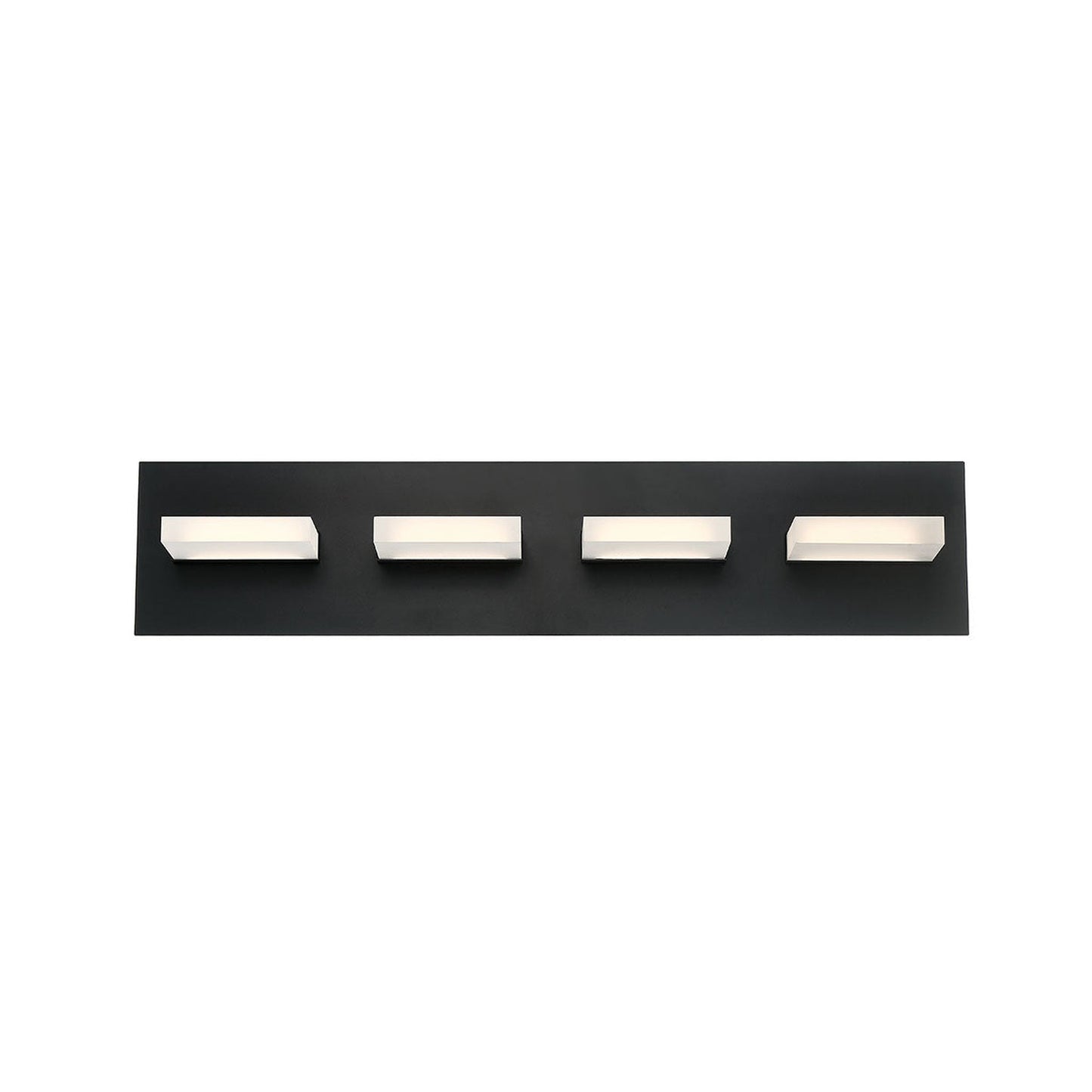 Eurofase Lighting Olson 24" 4-Light Dimmable Integrated LED Black Metal Bath Bar With Frosted Acrylic Shades