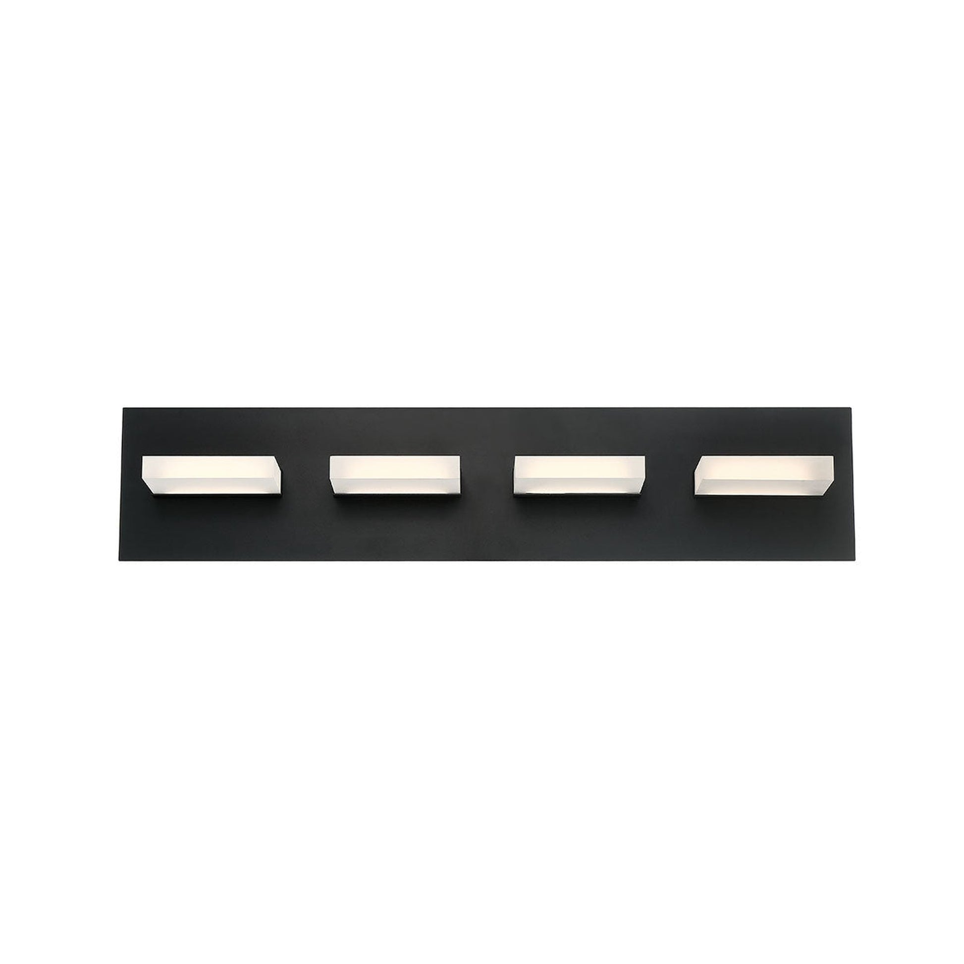 Eurofase Lighting Olson 24" 4-Light Dimmable Integrated LED Black Metal Bath Bar With Frosted Acrylic Shades