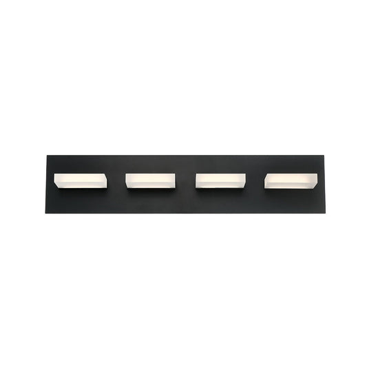 Eurofase Lighting Olson 24" 4-Light Dimmable Integrated LED Black Metal Bath Bar With Frosted Acrylic Shades