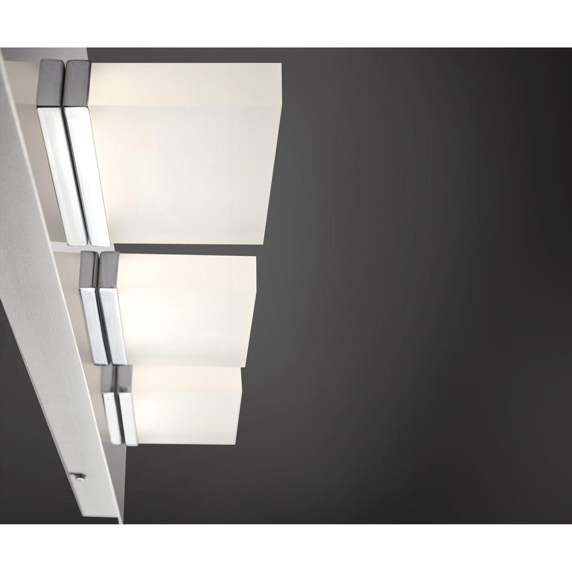 Eurofase Lighting Olson 24" 4-Light Dimmable Integrated LED Chrome Metal Bath Bar With Frosted Acrylic Shades