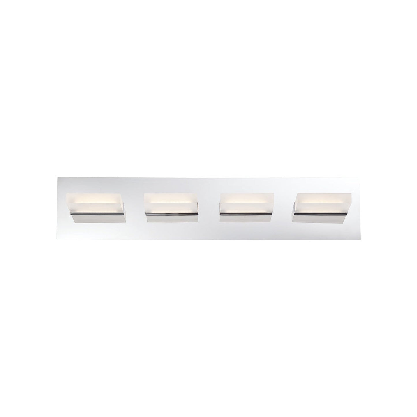 Eurofase Lighting Olson 24" 4-Light Dimmable Integrated LED Chrome Metal Bath Bar With Frosted Acrylic Shades
