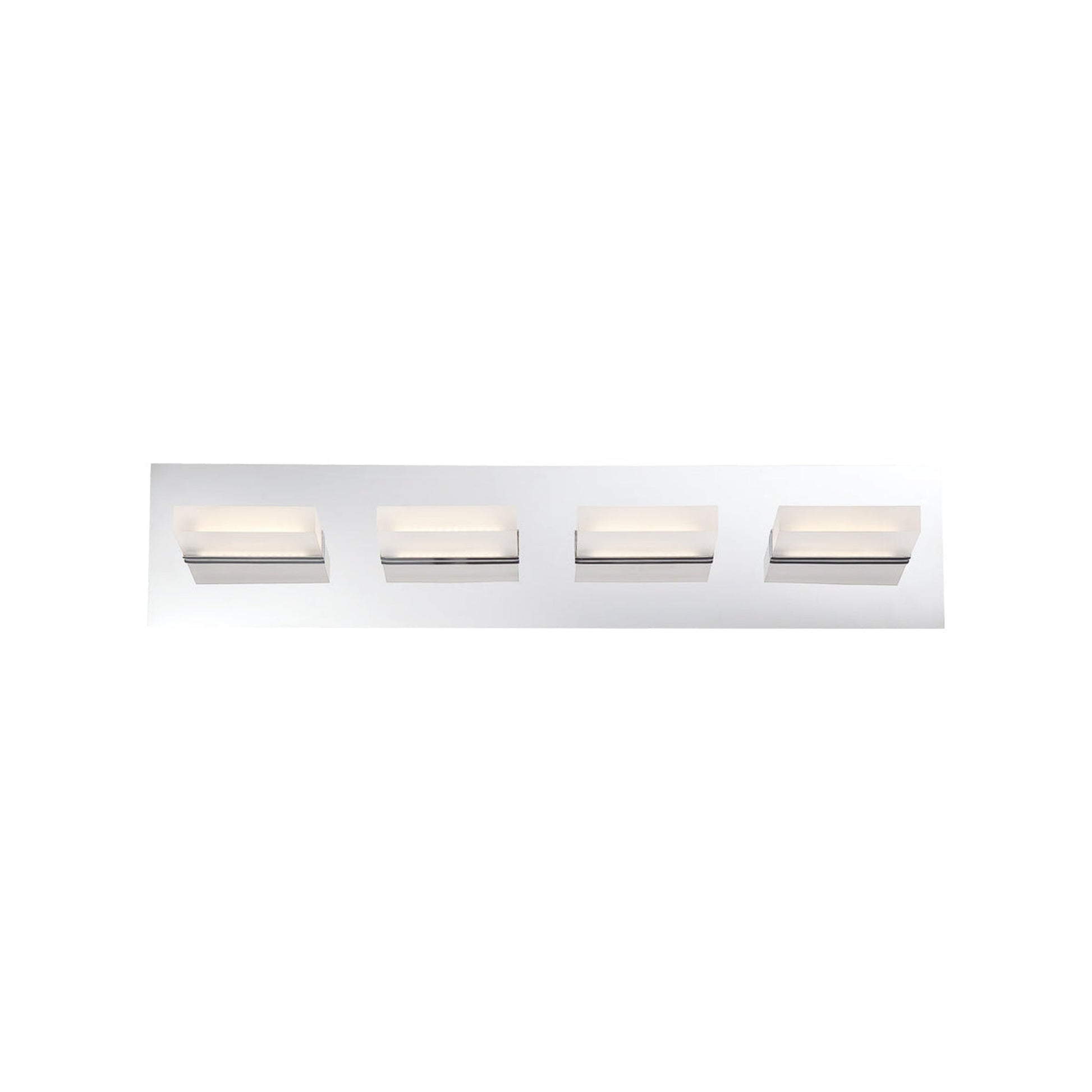 Eurofase Lighting Olson 24" 4-Light Dimmable Integrated LED Chrome Metal Bath Bar With Frosted Acrylic Shades