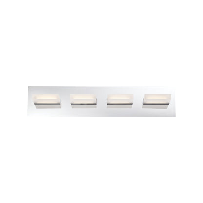 Eurofase Lighting Olson 24" 4-Light Dimmable Integrated LED Chrome Metal Bath Bar With Frosted Acrylic Shades