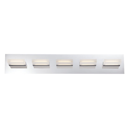 Eurofase Lighting Olson 30" 5-Light Dimmable Integrated LED Chrome Metal Bath Bar With Frosted Acrylic Shades