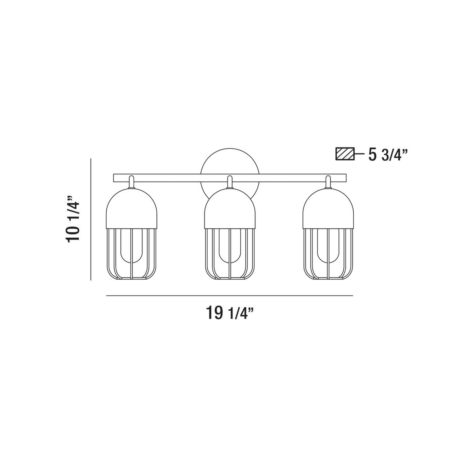 Eurofase Lighting Palmerston 19" 3-Light Dimmable Incandescent Matte Black Bath Bar With Gold Shades