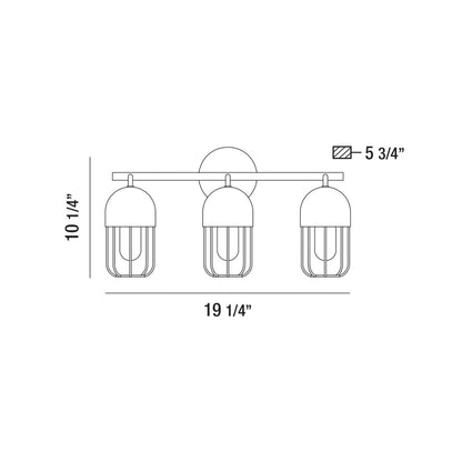 Eurofase Lighting Palmerston 19" 3-Light Dimmable Incandescent Matte Black Bath Bar With Gold Shades