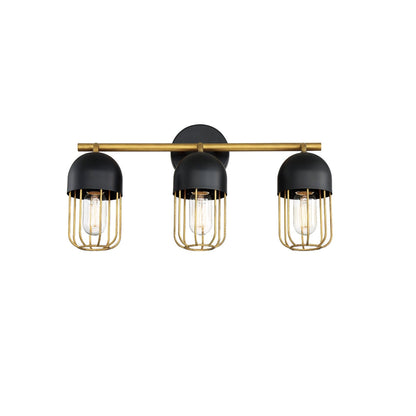 Eurofase Lighting Palmerston 19" 3-Light Dimmable Incandescent Matte Black Bath Bar With Gold Shades