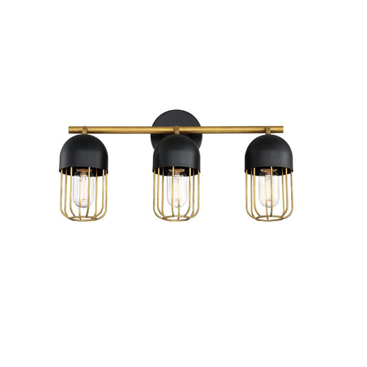 Eurofase Lighting Palmerston 19" 3-Light Dimmable Incandescent Matte Black Bath Bar With Gold Shades