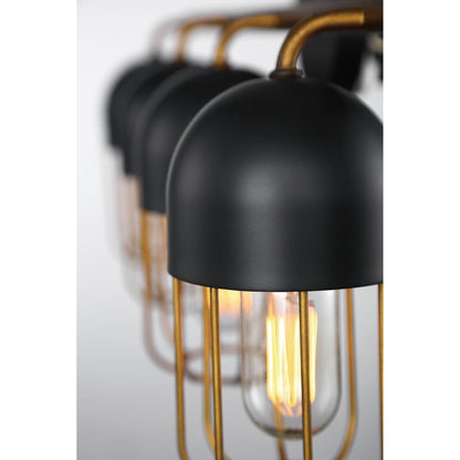 Eurofase Lighting Palmerston 23" 4-Light Dimmable Incandescent Matte Black Bath Bar With Gold Shades