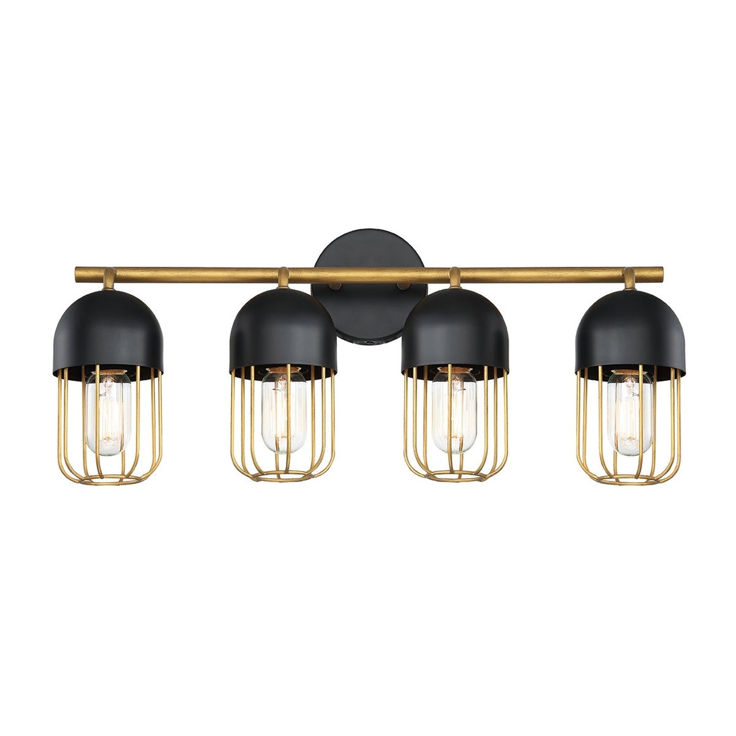 Eurofase Lighting Palmerston 23" 4-Light Dimmable Incandescent Matte Black Bath Bar With Gold Shades