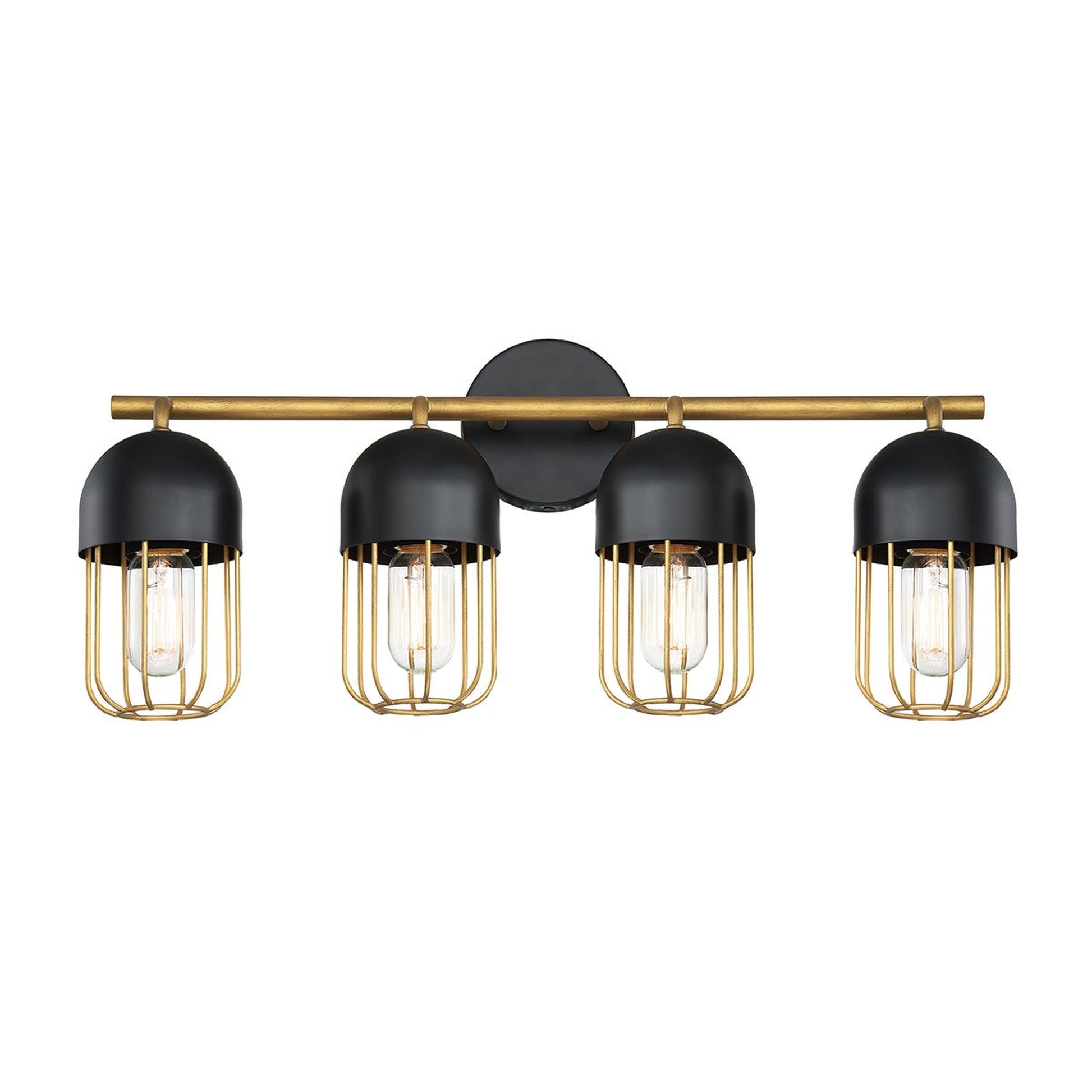 Eurofase Lighting Palmerston 23" 4-Light Dimmable Incandescent Matte Black Bath Bar With Gold Shades