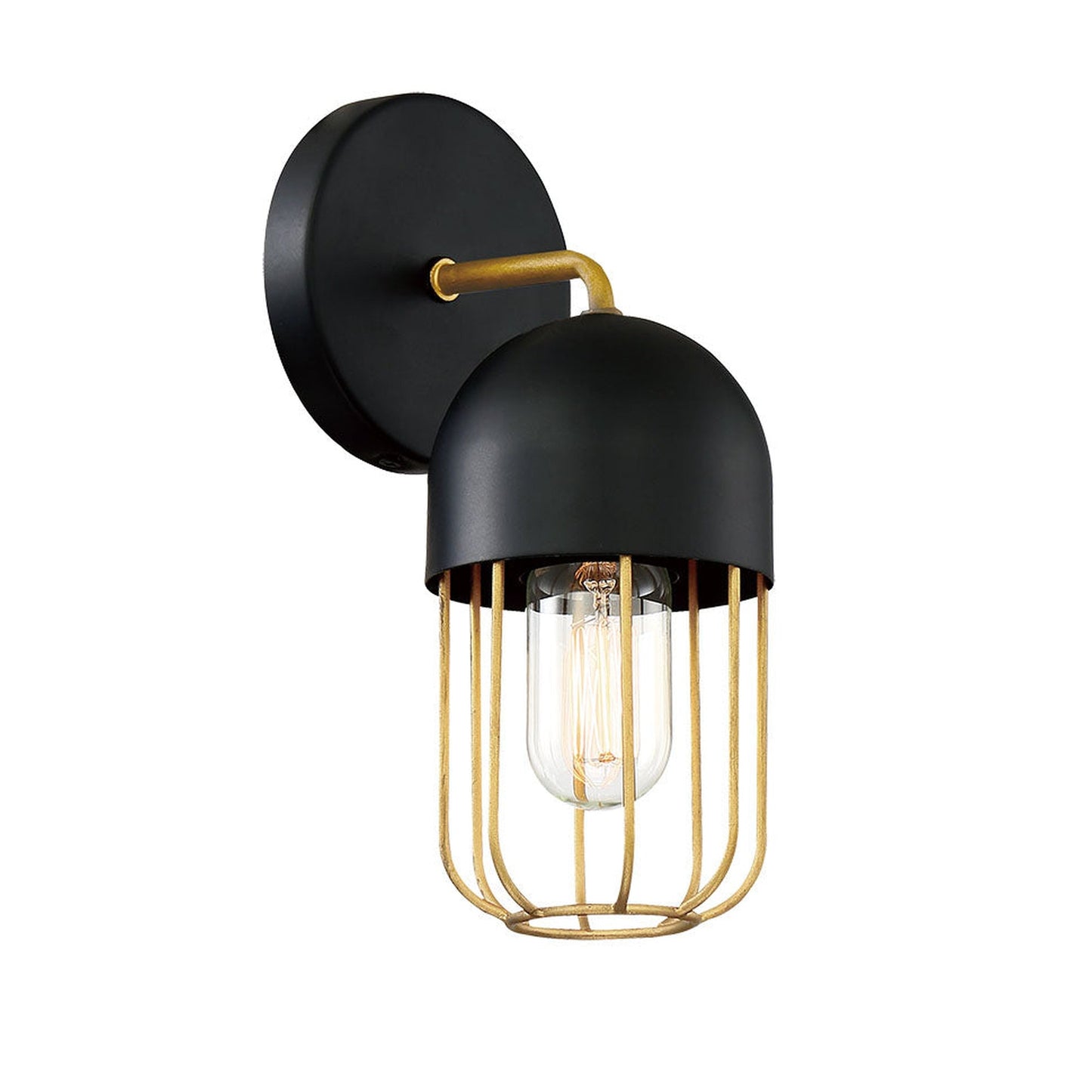 Eurofase Lighting Palmerston 5" Dimmable Incandescent Matte Black Wall Sconce With Gold Shade