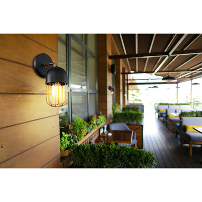 Eurofase Lighting Palmerston 5" Dimmable Incandescent Matte Black Wall Sconce With Gold Shade