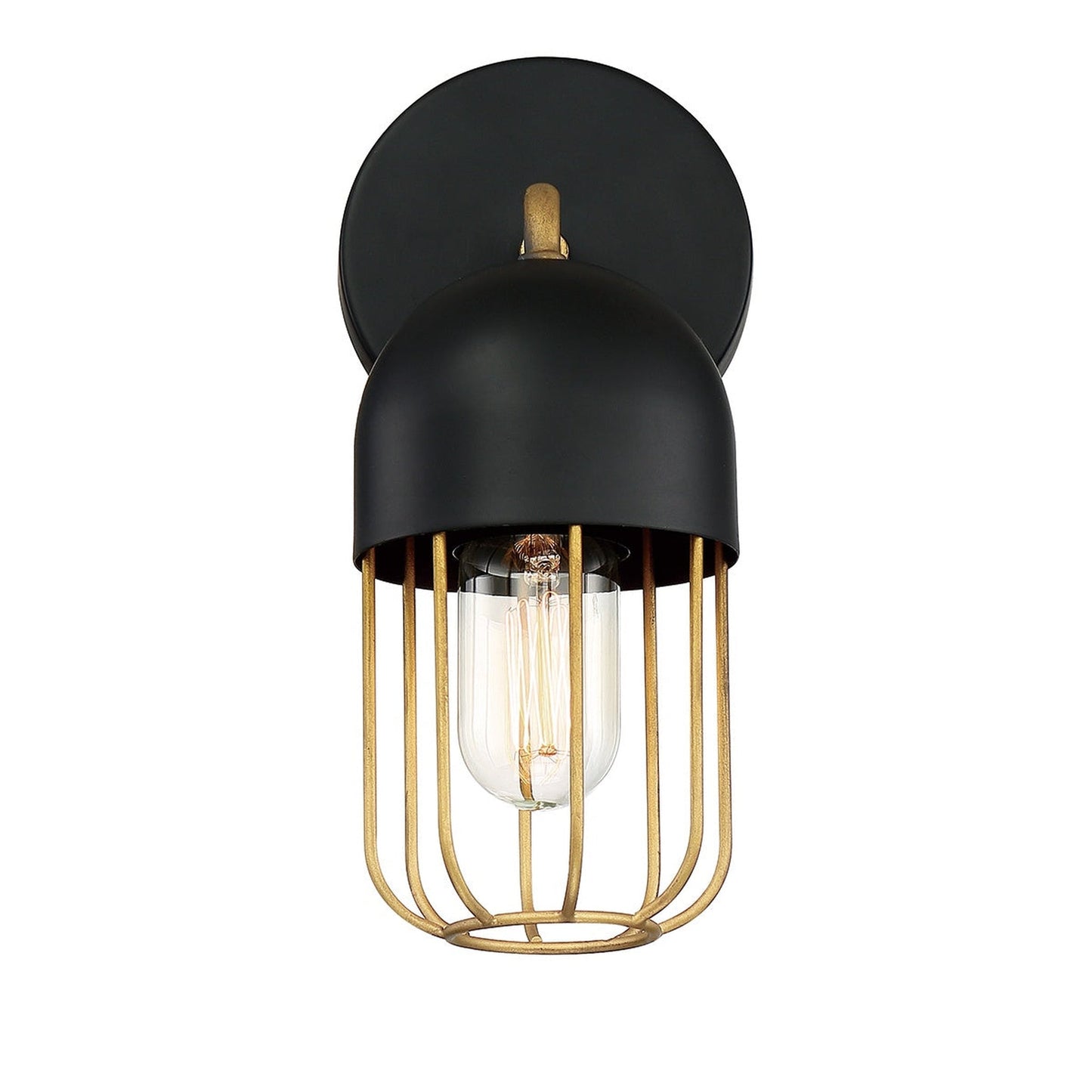 Eurofase Lighting Palmerston 5" Dimmable Incandescent Matte Black Wall Sconce With Gold Shade
