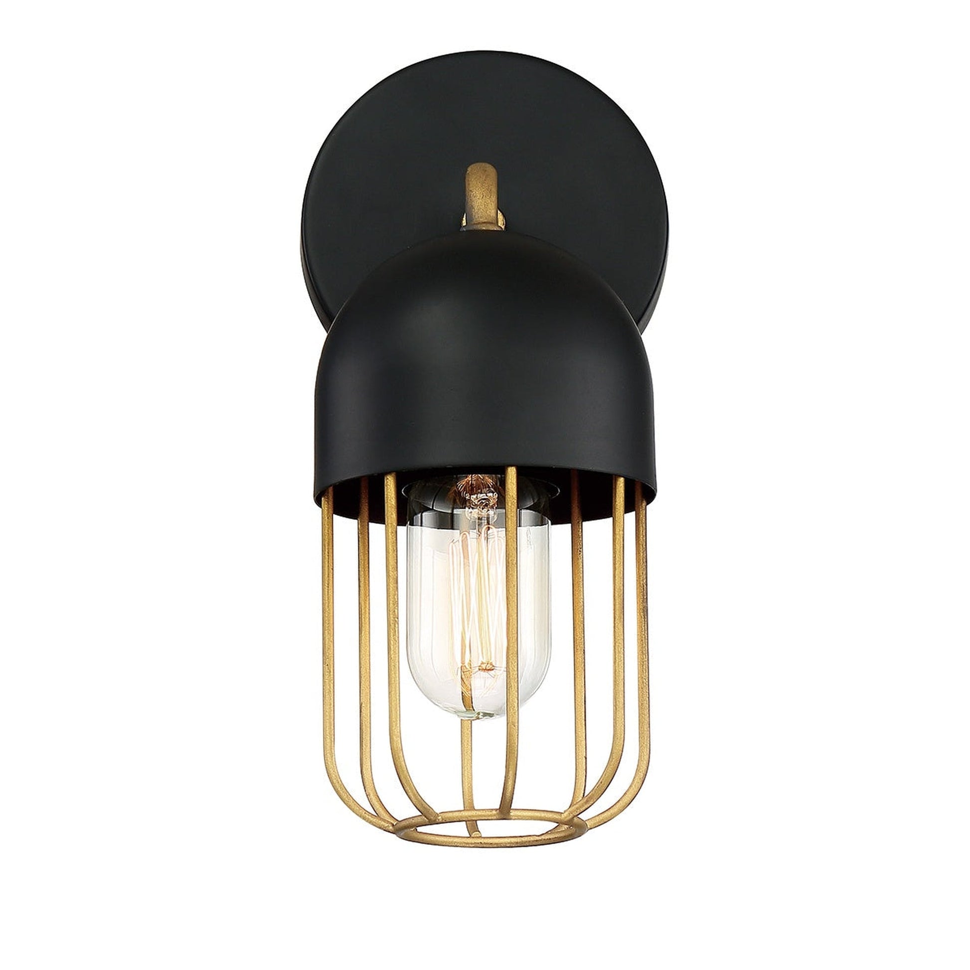 Eurofase Lighting Palmerston 5" Dimmable Incandescent Matte Black Wall Sconce With Gold Shade