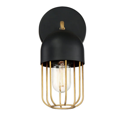 Eurofase Lighting Palmerston 5" Dimmable Incandescent Matte Black Wall Sconce With Gold Shade