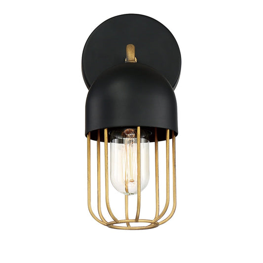Eurofase Lighting Palmerston 5" Dimmable Incandescent Matte Black Wall Sconce With Gold Shade