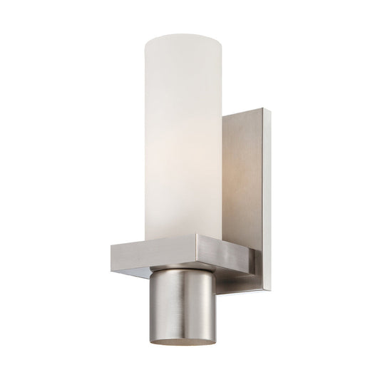 Eurofase Lighting Pillar 5" Dimmable Incandescent Brushed Nickel Wall Sconce With Opal White Glass Shade
