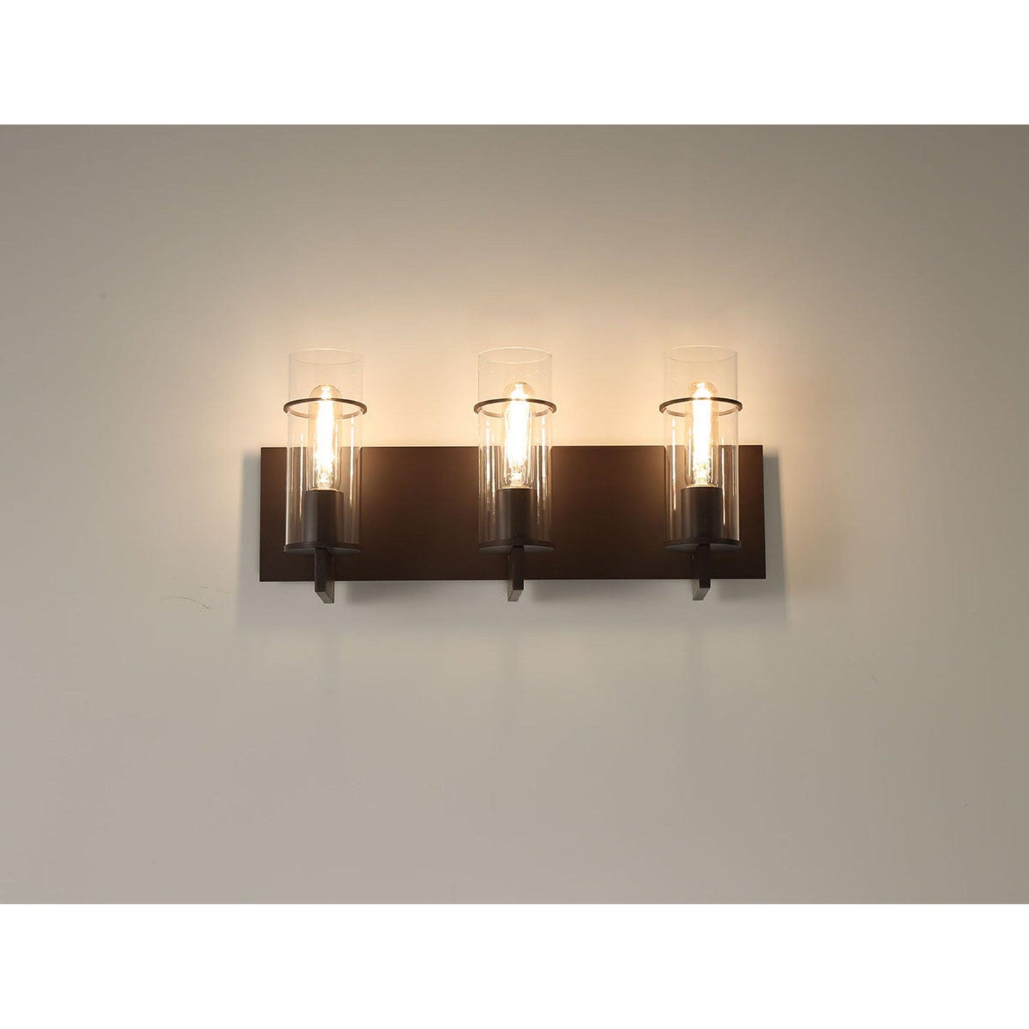 Eurofase Lighting Pista 19" 3-Light Dimmable Incandescent Black Bath Bar With Clear Glass Shades