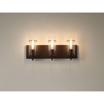 Eurofase Lighting Pista 19" 3-Light Dimmable Incandescent Black Bath Bar With Clear Glass Shades