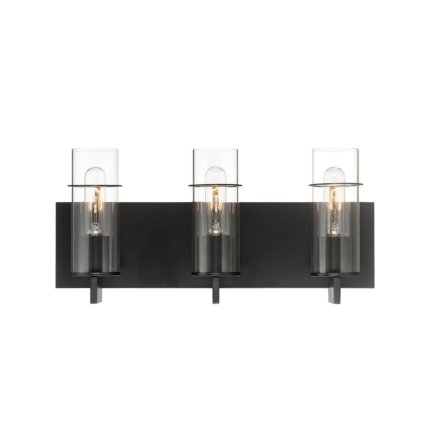 Eurofase Lighting Pista 19" 3-Light Dimmable Incandescent Black Bath Bar With Clear Glass Shades