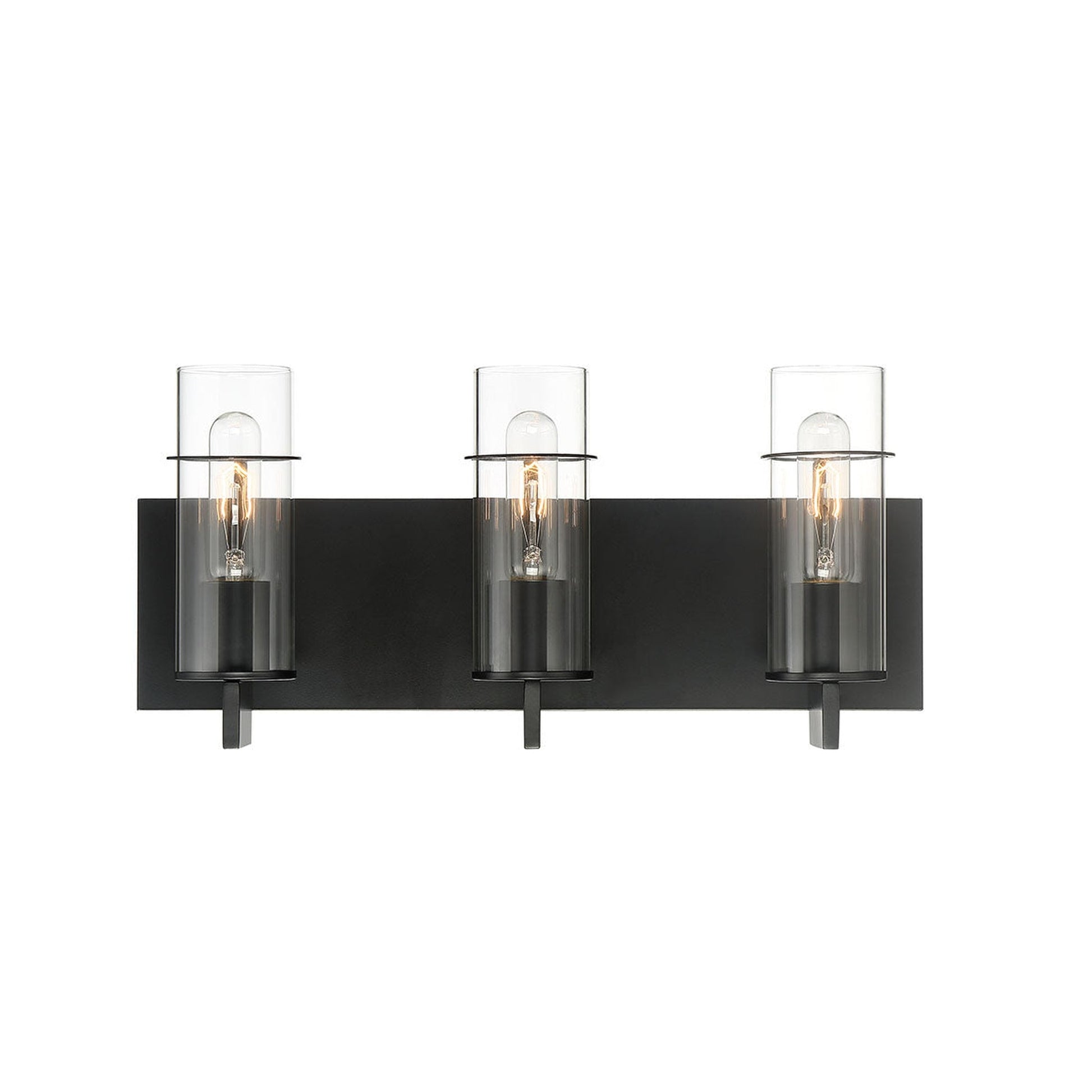 Eurofase Lighting Pista 19" 3-Light Dimmable Incandescent Black Bath Bar With Clear Glass Shades