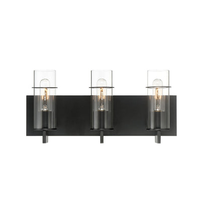 Eurofase Lighting Pista 19" 3-Light Dimmable Incandescent Black Bath Bar With Clear Glass Shades